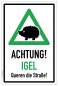 Preview: Aufkleber WarnHinweis "Achtung Igel!" Verkehr Schild Folie | Variante wählbar