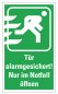Preview: Aufkleber Rettungszeichen "Tür alamgesichert! Nur.." Schild Folie ähnl. ISO 7010