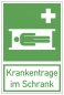 Preview: Aufkleber Rettungszeichen "Krankentrage im Schrank" Schild Folie selbstklebend ähnl. ISO 7010
