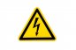 Preview: Aufkleber Warnzeichen Dreieck "Warnung vor elektrischer Spannung" 20cm gelb