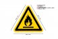 Mobile Preview: Aufkleber Schild Warnzeichen "Warnung vor feuergefährlichen Stoffen" 20cm gelb