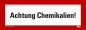 Preview: Aufkleber Achtung Chemikalien! Hinweisschild Warnaufkleber Warnhinweis 21x7,4cm