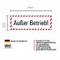 Mobile Preview: Aufkleber "Außer Betrieb!" Hinweisschild Warnaufkleber Warnhinweis 21x7,4cm