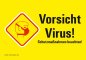Preview: Warnaufkleber "Vorsicht Virus!Schutzmaßnahmen..."WarnHinweisschild gelb 10,5x7cm