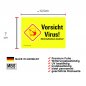 Preview: Warnaufkleber "Vorsicht Virus!Schutzmaßnahmen..."WarnHinweisschild gelb 10,5x7cm
