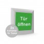 Preview: 2 Stück Aufkleber für Taster Tür Schalter "Tür öffnen" 52x52mm Folie grün