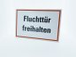 Preview: Brandschutzzeichen Alu-Schild "Fluchttür freihalten" 3mm Alu Dibond® | 20x30cm