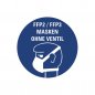 Preview: Aufkleber Hinweis "FFP PFLICHT MASKEN OHNE VENTIL" Schild Folie Ø5-40cm | blau