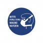 Mobile Preview: Aufkleber Hinweis "BITTE FFP-MASKE NUTZEN" Schild Schild Folie Ø5-40cm | blau