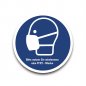 Mobile Preview: Aufkleber Gebot "Bitte nutzen Sie min. eine FFP2-Maske" Schild Folie Ø5-40cm, blau
