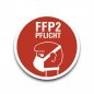 Preview: Aufkleber Hinweis "FFP2  PFLICHT" Warnung Gebot Schild Folie Ø5-40cm | rot