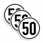 Preview: 3x Aufkleber Geschwindigkeits-Schild "50 km/h" Folie gemäß StVZO § 58 | Ø5-30cm