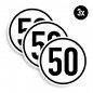 Preview: 3x Aufkleber Geschwindigkeits-Schild "50 km/h" Folie gemäß StVZO § 58 | Ø5-30cm
