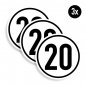 Preview: 3x Aufkleber Geschwindigkeits-Schild "20 km/h" Folie gemäß StVZO § 58 | Ø5-30cm