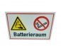 Mobile Preview: Aluminium-Schild Warnhinweis Verbot "Batterieraum" 3mm Alu Dibond® | 20x30cm