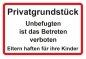 Preview: Aluminium-Schild Verbot „Privatgrundstück Unbefugten..“ 3mm Alu Dibond® | 20x30 cm