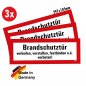 Preview: 3x Aufkleber „Brandschutztür verkeilen...“ Etikett nach DIN 14406 | 29,7x10,5 cm