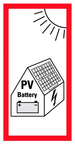 Aufkleber Hinweis "PV-Anlage / Battery" Schild Folie | Variante wählbar
