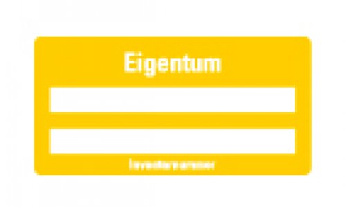 Aufkleber Inventarnummer "Eigentum" Gelb Folie selbstklebend beschriftbar | 4x2cm