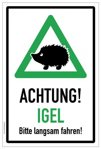 Aufkleber WarnHinweis "Achtung Igel!" Verkehr Schild Folie | Variante wählbar