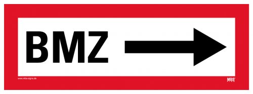 Aufkleber Hinweis Richtung "BMZ" Schild Folie ähnl. DIN 4066 | 297x105mm