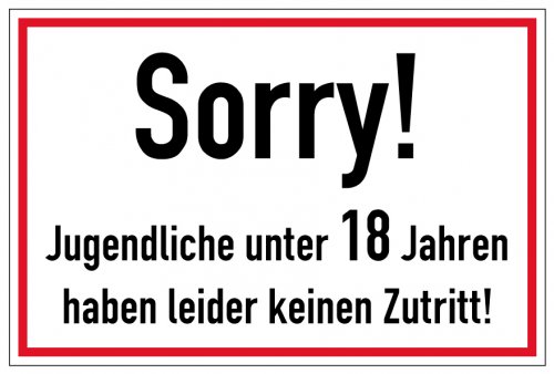 Aufkleber Hinweis JuSchG „Kein Zutrtitt unter 18 Jahre“ Etikett | 30x20 cm