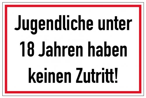 Aufkleber Hinweis JuSchG „Kein Zutrtitt unter 18 Jahre“ Etikett | 30x20 cm