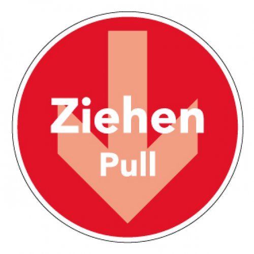 Tür-Aufkleber Pfeil "Ziehen/Pull Text" Symbol Schild Folie rot | Ø5-30cm