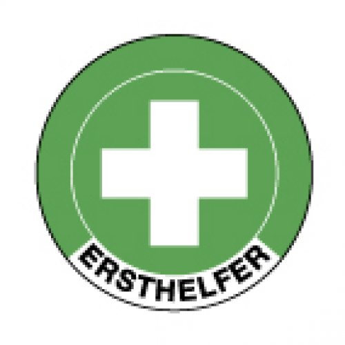Aufkleber Rettungszeichen "Ersthelfer Text" Symbol Schild Folie grün | Ø5-30cm