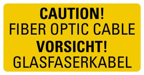 Aufkleber Warnung "Vorsicht Glasfaserkabel DE/EN" Schild Folie signalgelb