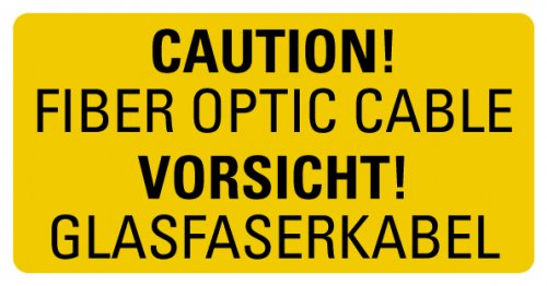 Aufkleber Warnung „Vorsicht Glasfaserkabel DE/EN“ Etikett, signalgelb | Größe wählbar