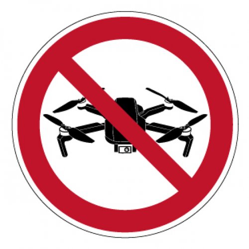 Aufkleber Verbotszeichen "Drohnen / Flugdrohne verboten" Schild Folie | Ø5-30cm
