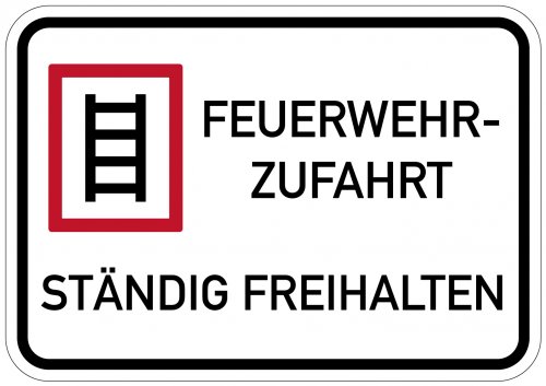 Aufkleber Brandschutzzeichen "Anleiterstelle Feuerwehrzufahrt" ähnl. ISO 7010