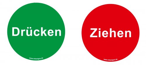 Preview: Tür Aufkleber doppelseitig „ZIEHEN + DRÜCKEN“ | Klebeseite: drücken | Türschild