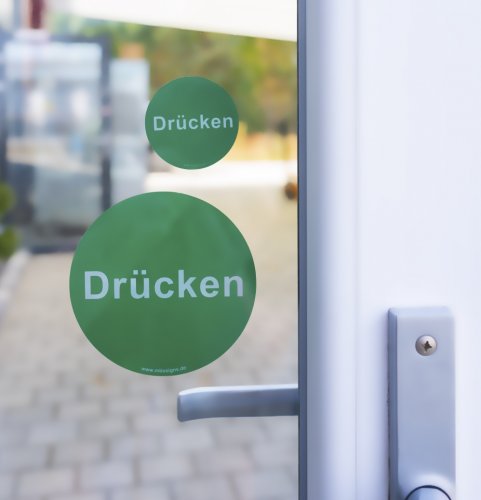 Preview: Tür Aufkleber doppelseitig „ZIEHEN + DRÜCKEN“ | Klebeseite: drücken | Türschild