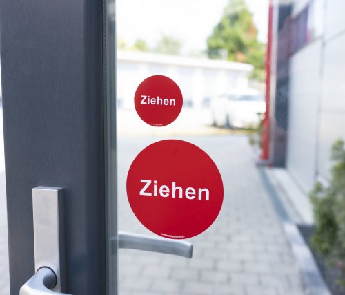 Preview: Tür Aufkleber doppelseitig „ZIEHEN + DRÜCKEN“ | Klebeseite: drücken | Türschild