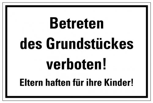 Aufkleber Warnung Verbot „Betreten des Grundstücks verboten!“ Schild Folie