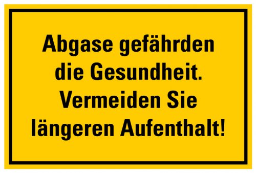 Aufkleber Warnung „Abgase gefährden die Gesundheit..“ Hinweis Etikett | Größe wählbar