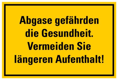 Aufkleber Warnung „Abgase gefährden die Gesundheit..“ Hinweis Schild Folie