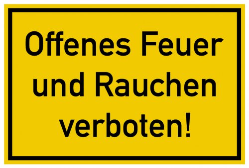 Aufkleber Warnung „Offenes Feuer und Rauchen verboten“ Verbot Schild Folie