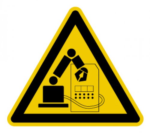 Warnaufkleber „Warnung vor Gefahren im Greifraum“ Folie, signalgelb | 5-30cm