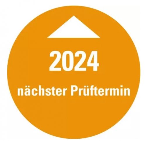 25x Systemprüfplakette „Nächster Prüftermin 2024“ Folie, orange | Ø15-40mm