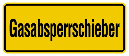 Aufkleber Warnung „Gasabsperrschieber“ Hinweis Etikett | Größe wählbar