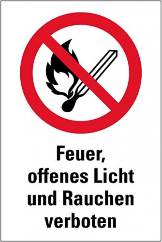 Aufkleber "Feuer, offenes Licht und Rauchen verboten" Verbot Schild Folie selbstklebend | 20x30cm