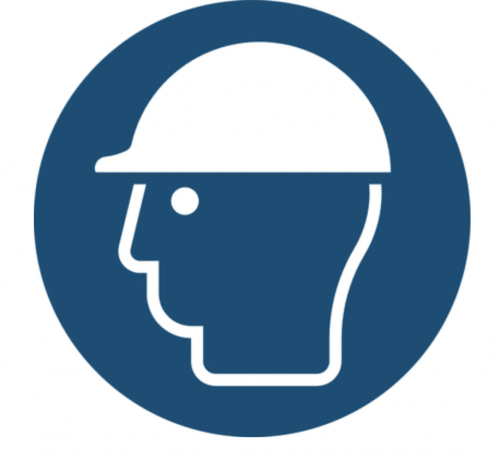 Aufkleber Gebotszeichen Helm Kopfschutz benutzen ISO 7010 ASR blau Ø 200mm