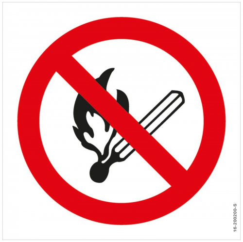 Aufkleber Feuer, offenes Licht und Rauchen verboten 15x15cm Rauchverbot
