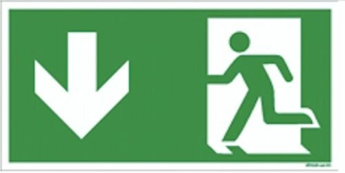Aufkleber Fluchtweg Notausgang Schild "Pfeil unten" Folie ISO 7010