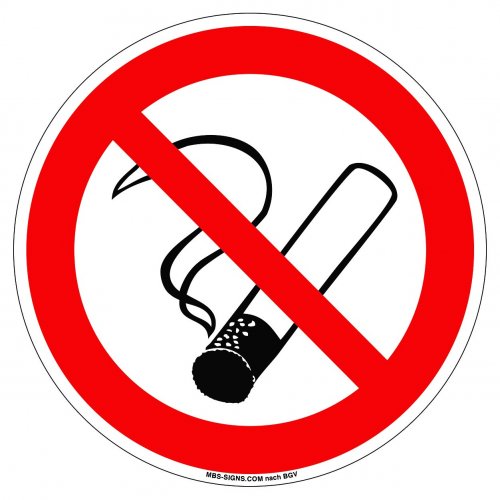Schild Aufkleber "Rauchen Verboten" Folie selbstklebend Ø 10cm nach BGV A8 Mengenstaffelung