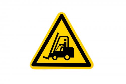 Aufkleber Warnzeichen Folie "Warnung vor Gabelstapler Flurförderzeuge" 20cm gelb