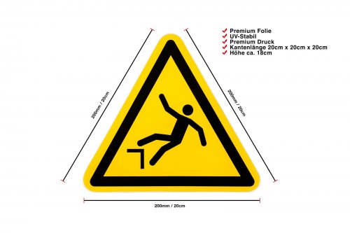 Aufkleber Warnzeichen Dreieck Schild "Warnung vor Absturzgefahr" Folie 20cm gelb
